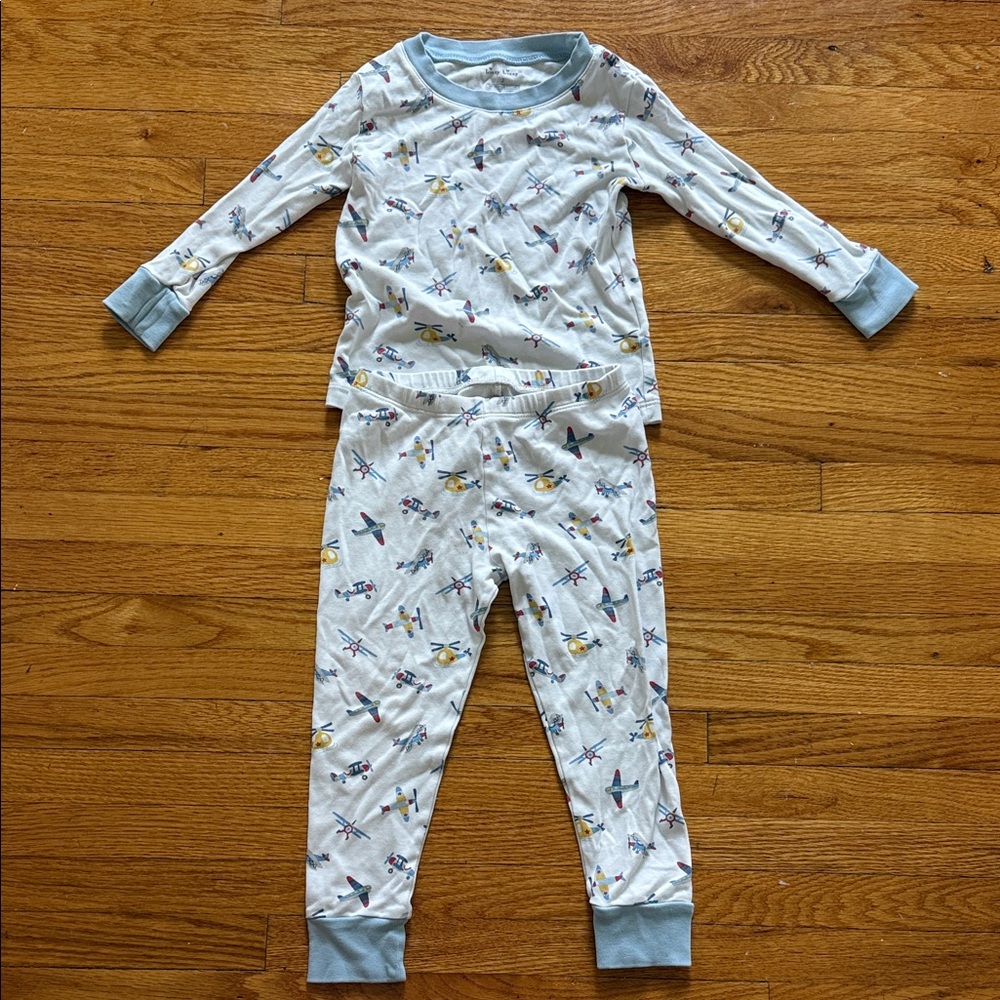 Kissy Kissy Airplane Print Pajama Set - Light Blue and White
